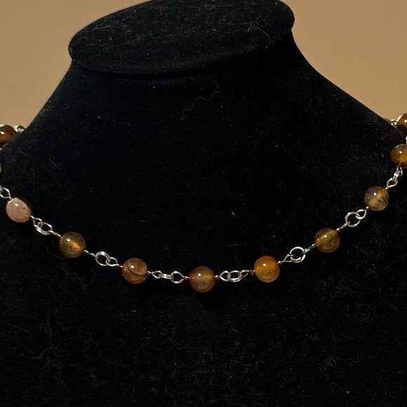 Genuine Earthy Carnelian Agate Short Necklace, Gemstone Adjustable Necklace - Picture 2 of 13
